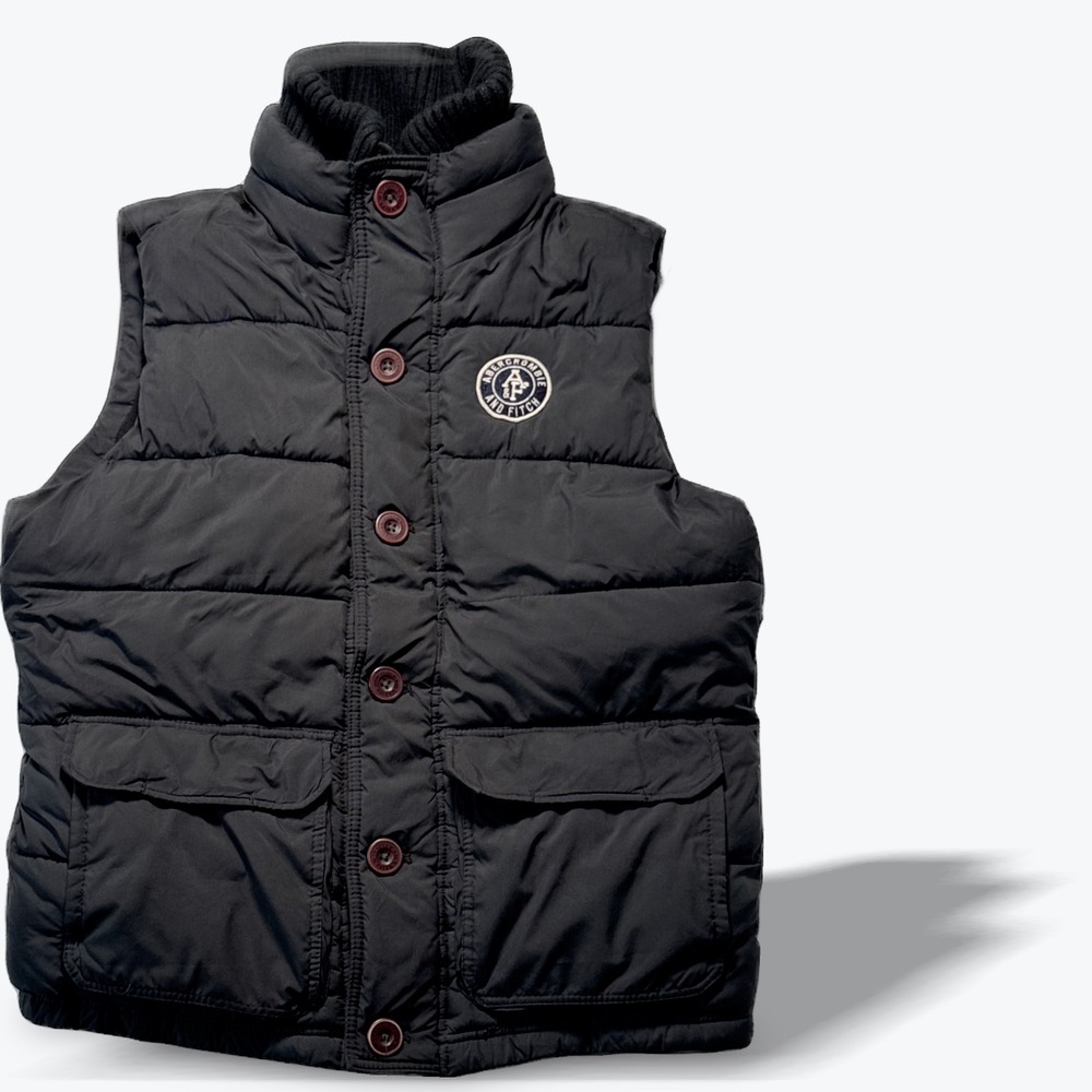 Abercrombie & Fitch Mens Puffer Vest VTG Y2K Fleece Lined Large Climafill Logo